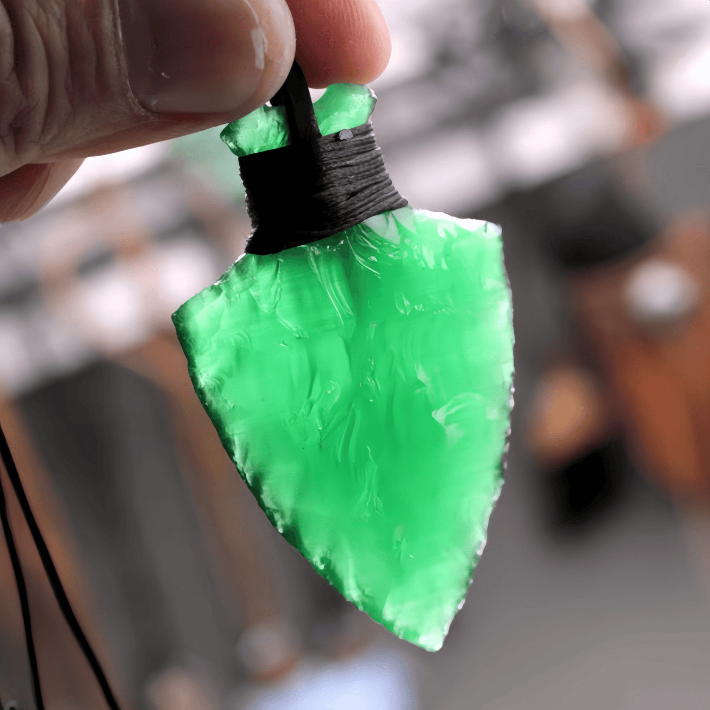 Hand-Knapped Obsidian Arrowhead Pendant Necklace- Grounding Stone Amulet - Voidstone Atelier